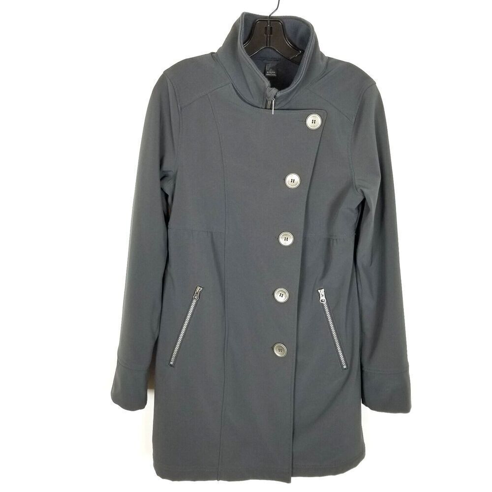 Prana Women's Water-resistant Soft Shell Jacket Size S Gray Button Up